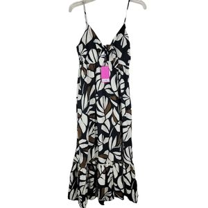 Tabitha Brown Target Womens Small S Linen Blend Botanical Palm Print Black